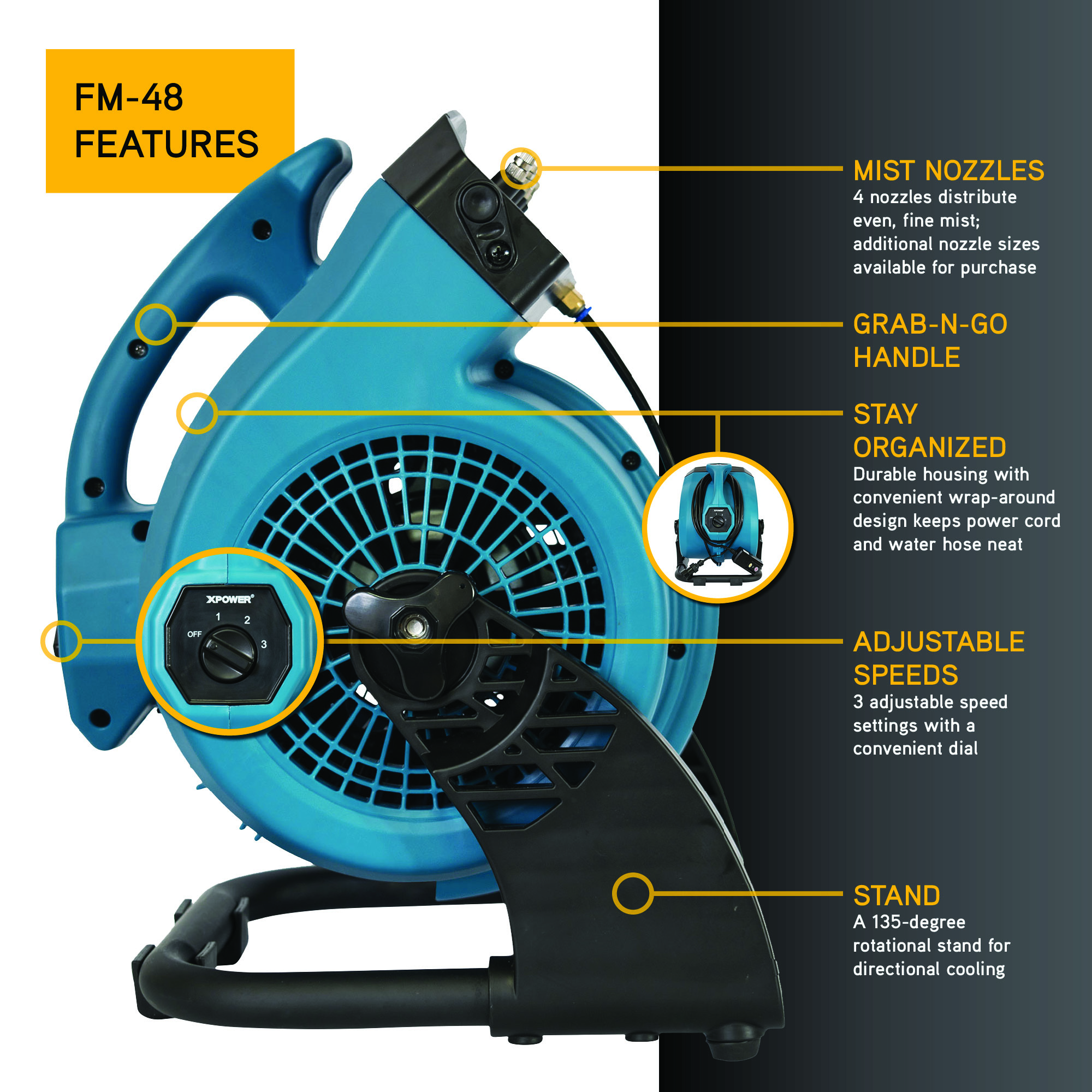 XPOWER FM-48 Misting Fan – XPOWER Manufacture